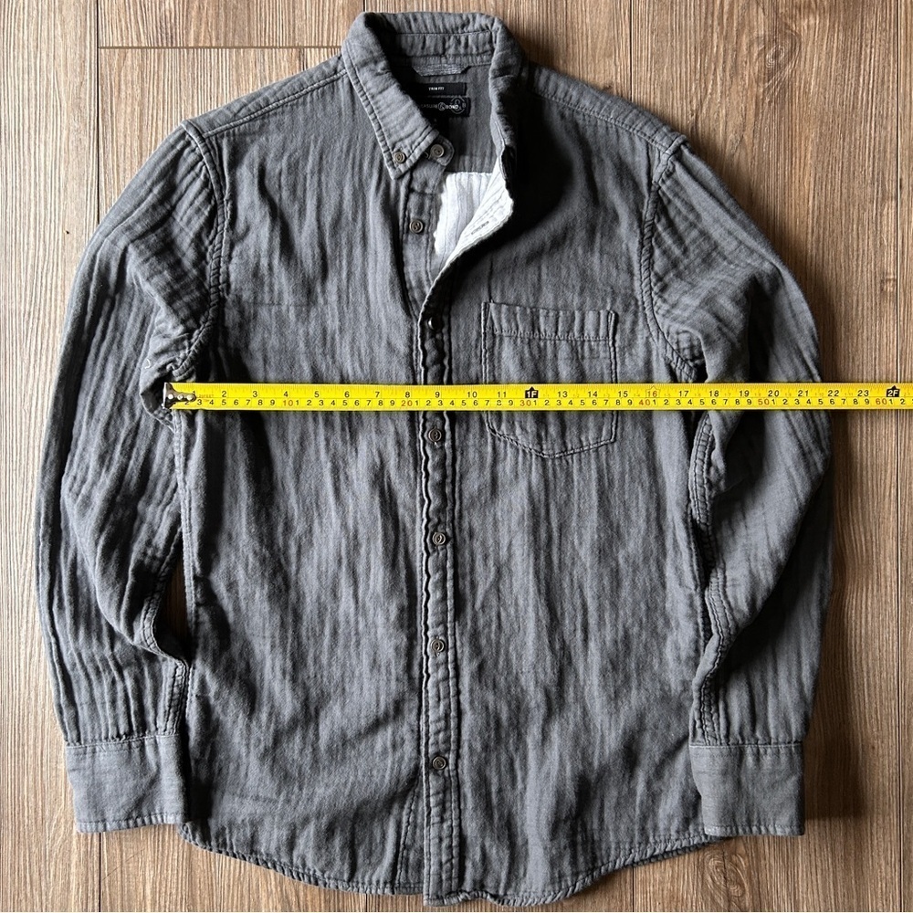 Treasure & Bond | Flannel Lined Slim Fit Casual Gray Shirt (Small) - Picture 6 of 12